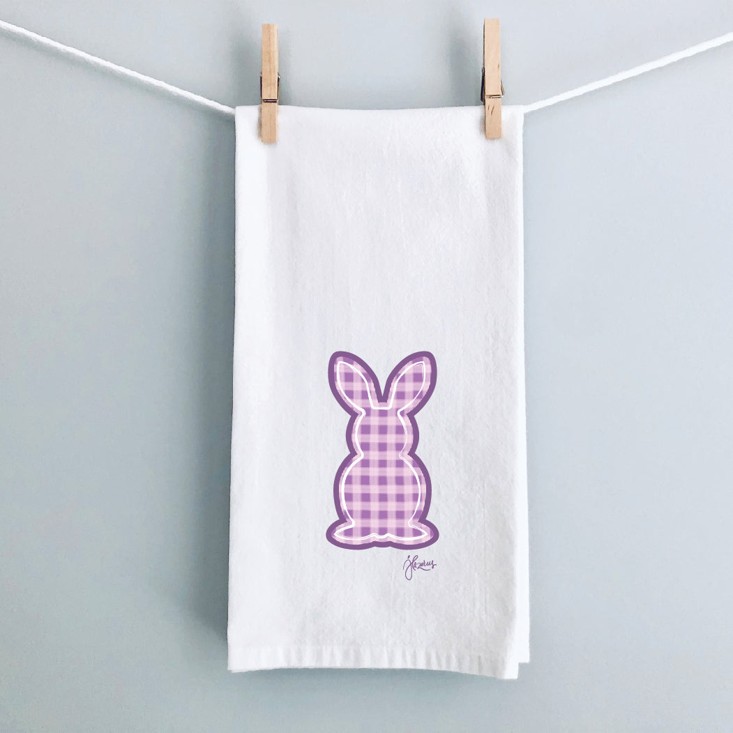 Purple Gingham Bunny Tea Towel