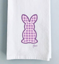 Load image into Gallery viewer, Purple Gingham Bunny Tea Towel
