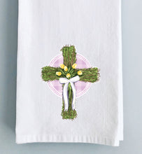 Load image into Gallery viewer, Yellow Tulip Cross Tea Towel
