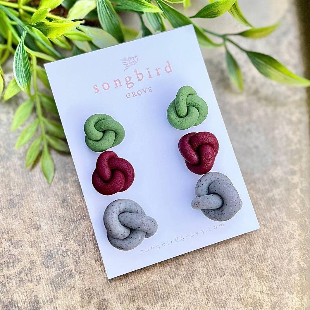 Set of 3 Knotted Studs
