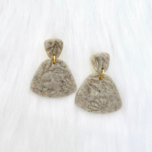 Load image into Gallery viewer, Gray Floral Stamped Medium Drop Earrings
