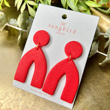 Load image into Gallery viewer, Red Textured Horseshoe Earrings
