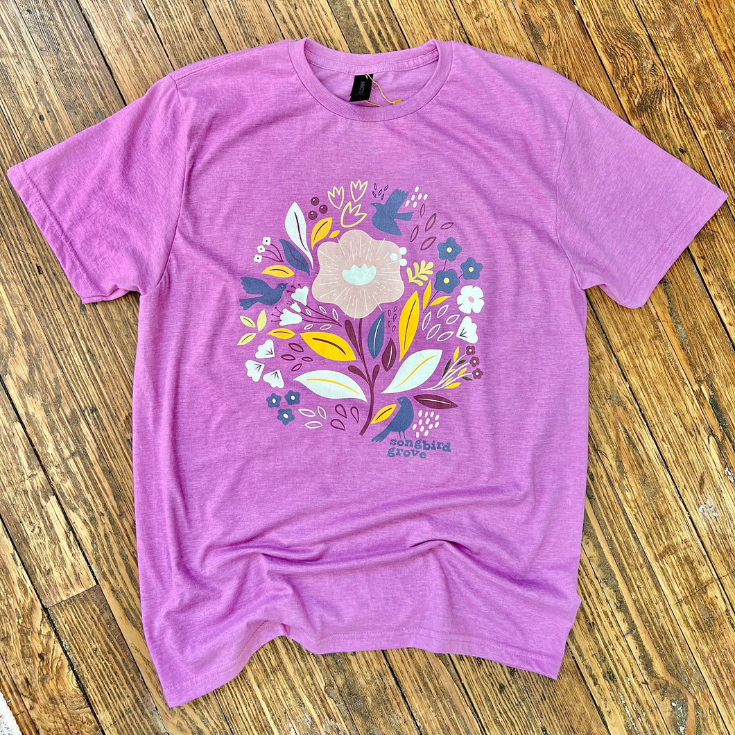 Floral Songbird Grove Tee in Orchid