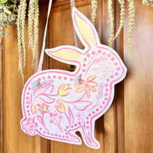 Load image into Gallery viewer, Pink Chinoiserie Bunny Door Hanger
