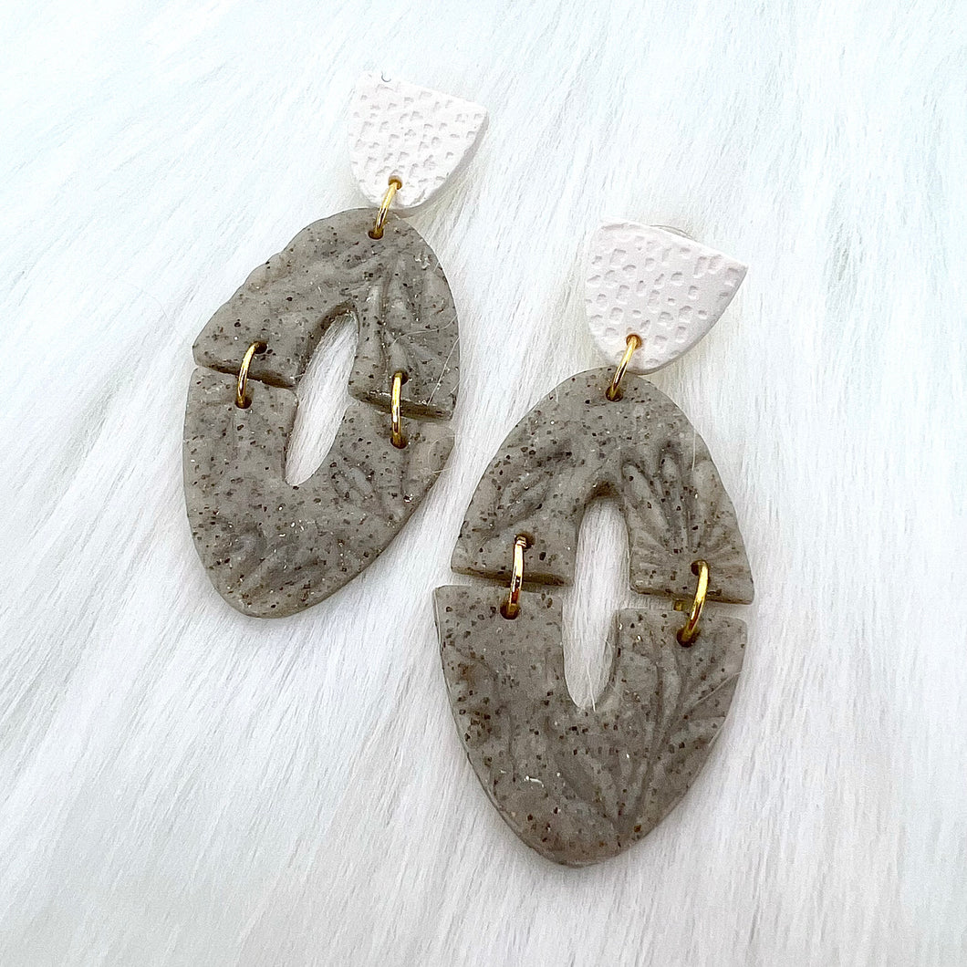 Gray 3-Tier Oval Earrings