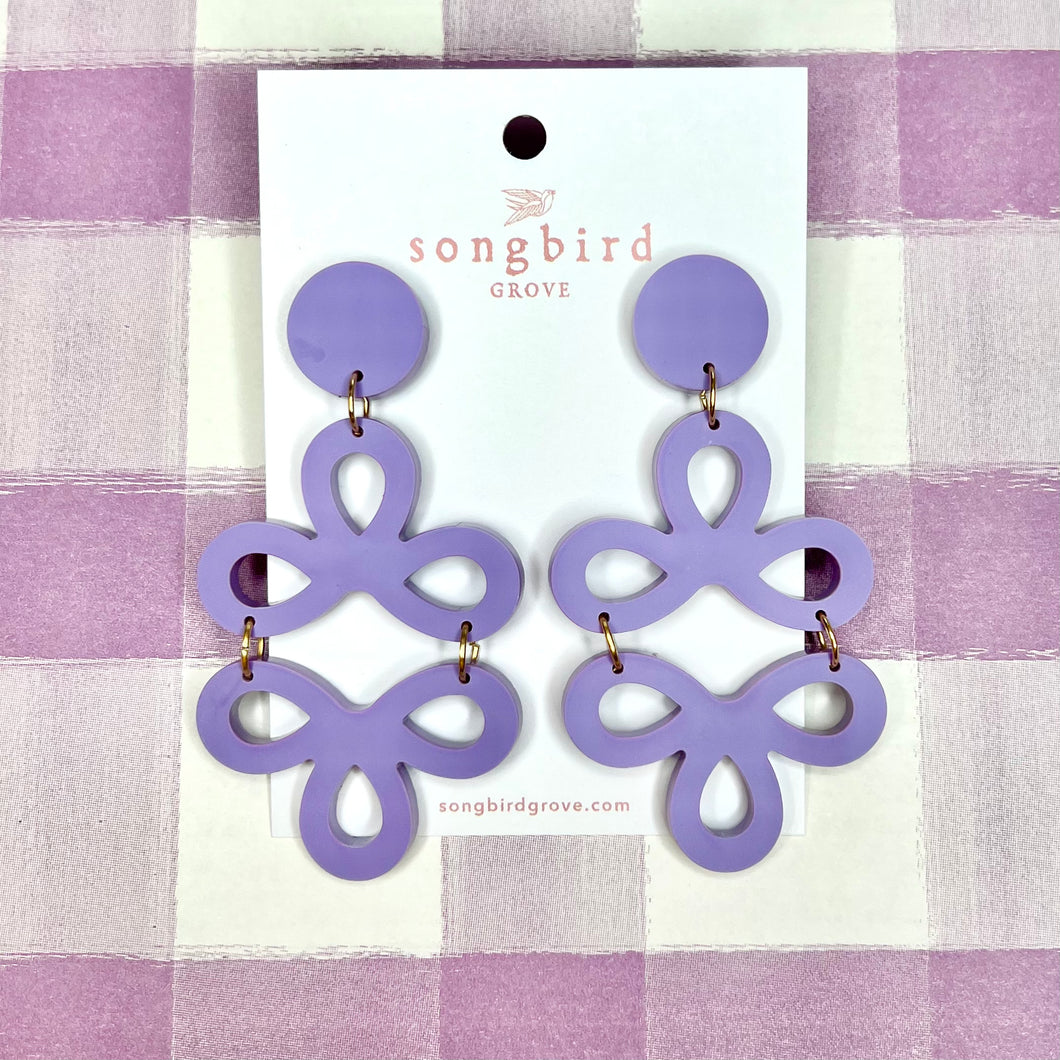 Lilac Clover Earrings with a Stud