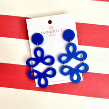 Load image into Gallery viewer, Royal Blue Clover Earrings with a Stud
