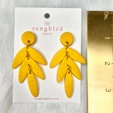 Load image into Gallery viewer, Leaf Drop Clay Earrings in Yellow
