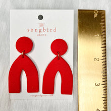 Load image into Gallery viewer, Red Textured Horseshoe Earrings

