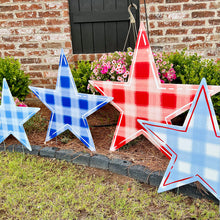 Load image into Gallery viewer, Gingham Star Garden Stake Set
