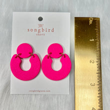 Load image into Gallery viewer, Vivid Pink Round Drop Clay Earrings
