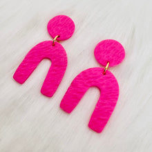 Load image into Gallery viewer, Vivid Pink Medium Horseshoe Earrings
