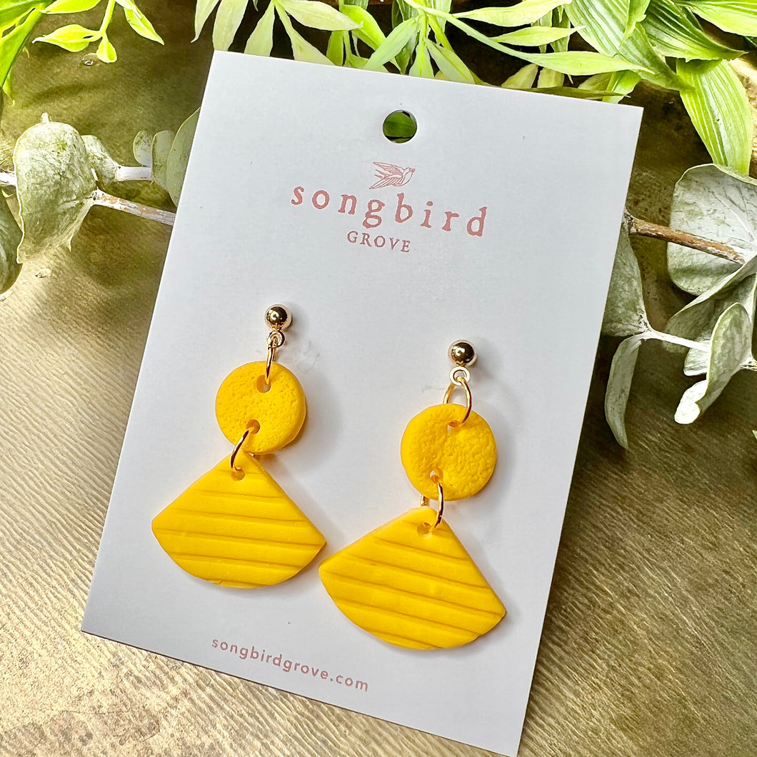 Triangle Drop Clay Earrings in Yellow