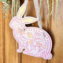 Load image into Gallery viewer, Pink Chinoiserie Bunny Door Hanger
